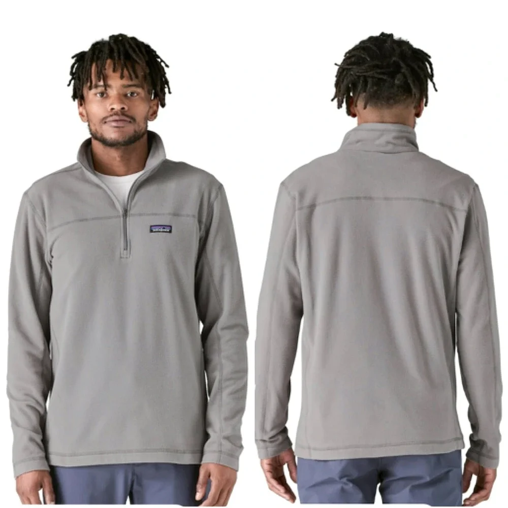 Patagonia Gray Fleece Micro D 1/4 Zip Pullover Sweater- Men's XL - Picture 2 of 7